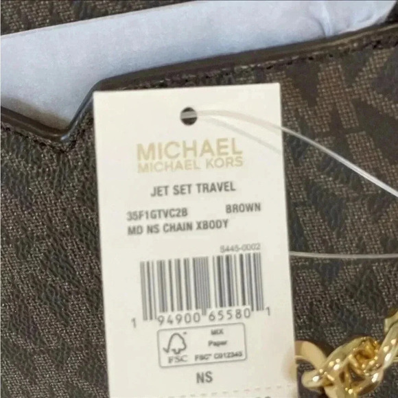 MICHAEL KORS FLIGHT BAG MEDIUM NS CHAIN CROSSBODY SHOULDER MK BROWN SIGNATURE - Picture 8 of 9